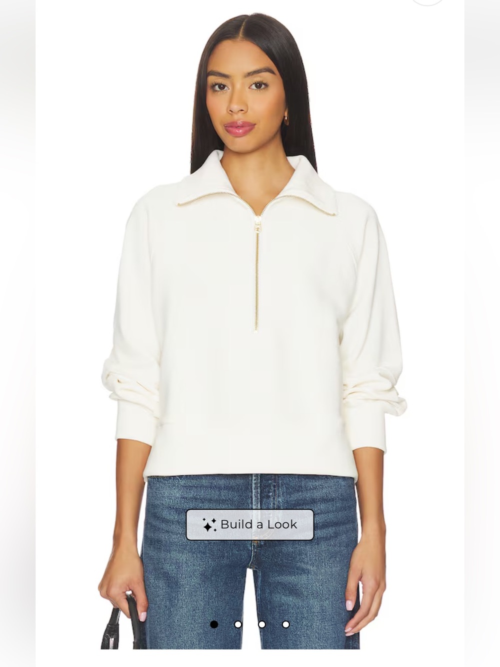Varley Vine Half Zip Ottoman Rib Knit Pullover Ivory White VAR00485 Womens Sz XL